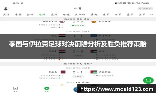 泰国与伊拉克足球对决前瞻分析及胜负推荐策略